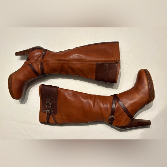 Cole Haan x Nike Air Poppy Bit Two-Tone Brown Heeled Leather Boots Size 9.5 - Picture 4 of 13